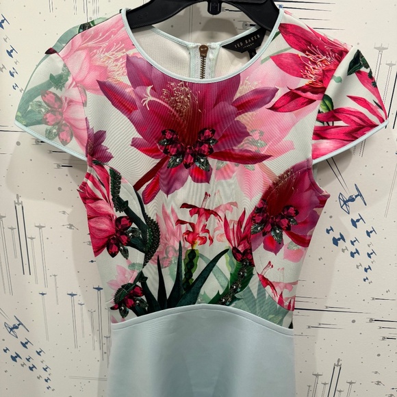 Ted Baker Anushia Floral Skater Dress, Blue, Size 0 - Picture 2 of 7